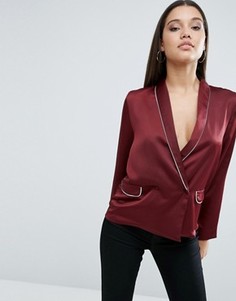 Атласная пижамная блузка с запахом спереди ASOS - Красный