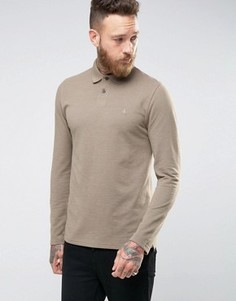 Поло из пике с длинными рукавами и логотипом ASOS - Бежевый