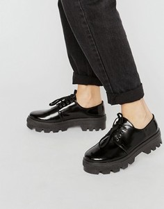 Кожаные туфли на плоской подошве со шнуровкой ASOS MELANIE - Черный