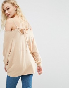Джемпер с вырезами на плечах и завязкой сзади ASOS - Розовый