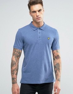 Синее меланжевое поло из пике с логотипом Lyle &amp; Scott - Синий