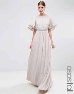 Платье-макси с рукавами-бабочка и отделкой на талии ASOS TALL - Розовый