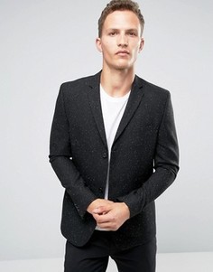 Зауженный блейзер в крапинку ASOS - Черный
