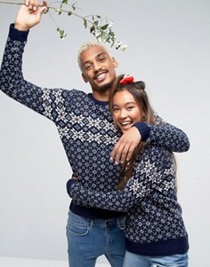 Рождественский джемпер со снежинками ASOS - Темно-синий