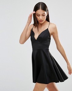 Короткое приталенное платье с глубоким вырезом спереди AX Paris - Черный