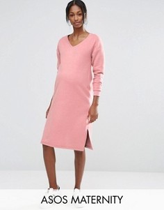 Пушистое трикотажное платье ASOS Maternity - Розовый
