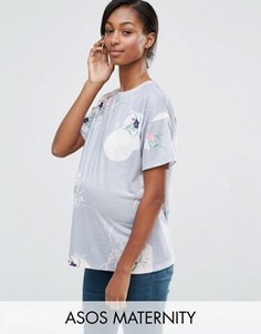 Футболка с цветочным принтом ASOS Maternity - Мульти