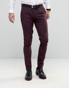 Бордовые супероблегающие брюки в строгом стиле ASOS - Фиолетовый