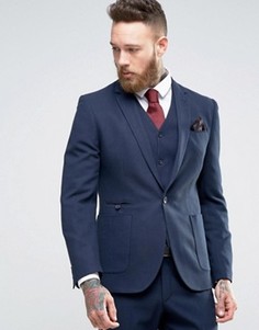 Темно-синий фактурный пиджак суперузкого кроя ASOS - Темно-синий