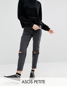 Черные джинсы в винтажном стиле с рваными коленями ASOS PETITE Farleigh - Черный