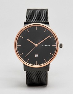 Часы с золотистым циферблатом Skagen Ancher SKW6296 - Черный