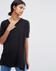 Свободная футболка с драпировкой ASOS - Черный