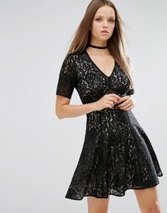 Кружевное чайное платье мини в стиле 40-х ASOS - Черный