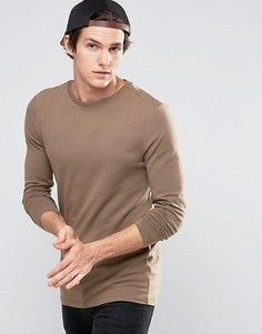 Светло-коричневый длинный облегающий лонгслив ASOS - Коричневый
