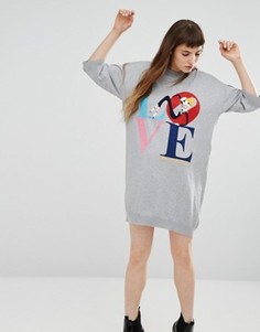 Платье-джемпер с вязаным словом Love Love Moschino - Серый