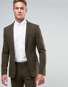 Супероблегающий пиджак цвета хаки ASOS - Зеленый