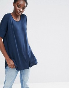 Свободная футболка с драпировкой ASOS - Темно-синий