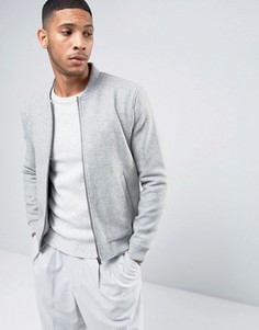 Шерстяной бомбер Selected Homme - Серый