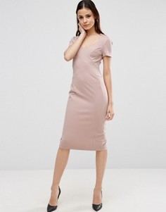 Платье-футляр с короткими рукавами ASOS Sculpt - Коричневый