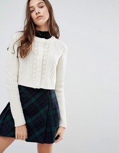 Укороченный кардиган с аранским узором Jack Wills Bridgeford - Кремовый