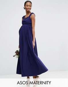 Платье миди с кружевной вставкой ASOS Maternity WEDDING - Темно-синий