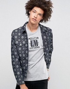 Джинсовая куртка с принтом Love Moschino - Синий