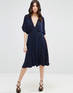 Платье миди с вырезами и блестками ASOS - Темно-синий