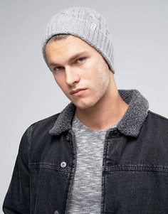 Шапка-бини с узором косичка Selected Homme - Серый