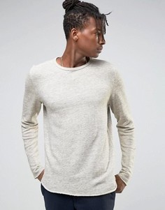 Свитшот с круглым вырезом и закругленным низом Selected Homme - Серый