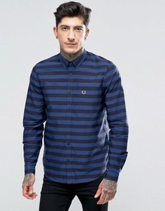Синяя рубашка слим в широкую полоску Fred Perry - Синий