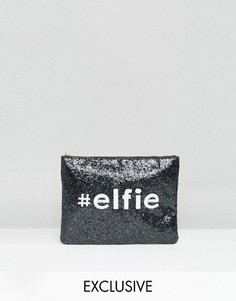 Эксклюзивный блестящий клатч с новогодним дизайном Valery Elfie - Черный