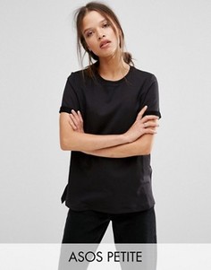 Легкий трикотажный топ изнаночной вязки ASOS PETITE - Черный