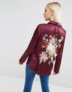 Пижамная блузка с цветочной вышивкой на спине ASOS - Красный