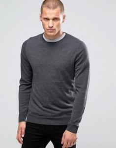 Трикотажный джемпер слим из мериносовой шерсти с круглым вырезом Jack &amp; Jones Premium - Серый