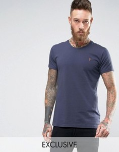 Футболка слим с V-образным вырезом и логотипом Farah - Темно-синий