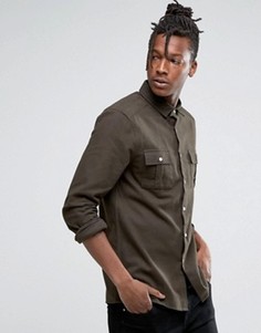 Рубашка хаки в стиле милитари классического кроя ASOS - Зеленый