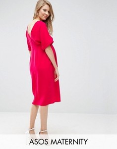 Тканое платье с V-образным вырезом сзади ASOS Maternity - Розовый