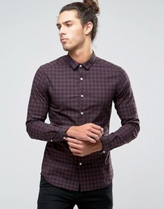 Бордовая рубашка скинни в клетку ASOS - Красный