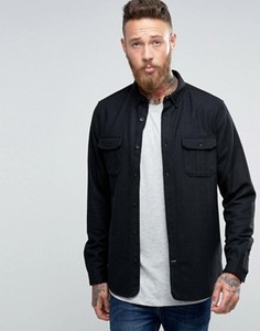 Полушерстяная рубашка слим Hoxton Shirt Company - Черный