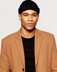 Черная шапка-бини в рубчик ASOS - Черный
