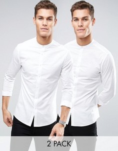 2 приталенных рубашки с воротником на пуговице ASOS - СКИДКА - Белый
