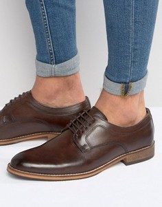 Коричневые кожаные туфли дерби на шнуровке с натуральной подошвой ASOS - Коричневый