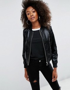 Бомбер из искусственной кожи ASOS - Черный