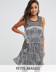 Платье с бахромой Boohoo Petite - Серебряный