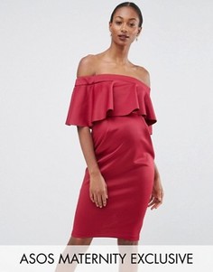 Платье-футляр для беременных с атласным топом ASOS Maternity PREMIUM - Красный