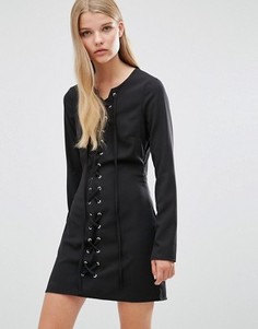 Облегающее платье с кружевным передом Madam Rage - Черный