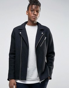 Шерстяная байкерская куртка Selected Homme - Черный