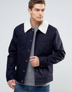 Джинсовая куртка с меховым воротником Esprit - Темно-синий
