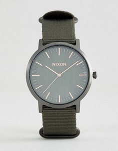 Часы цвета хаки с нейлоновым ремешком Nixon Porter - Зеленый