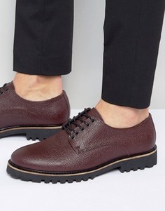 Бордовые кожаные ботинки на шнуровке ASOS - Красный